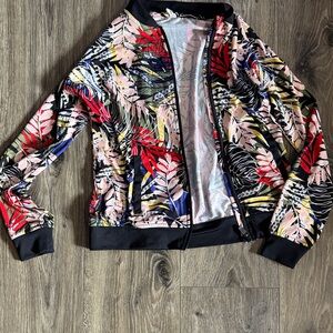 Ideology Multicolor Leaf Print Kids Bomber Jacket